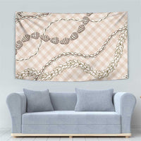 Beige Aloha Hawaii Shell Lei Tapestry Palaka Hebrew Cone Honey Cowrie Elegant Curves LT14 - Polynesian Pride