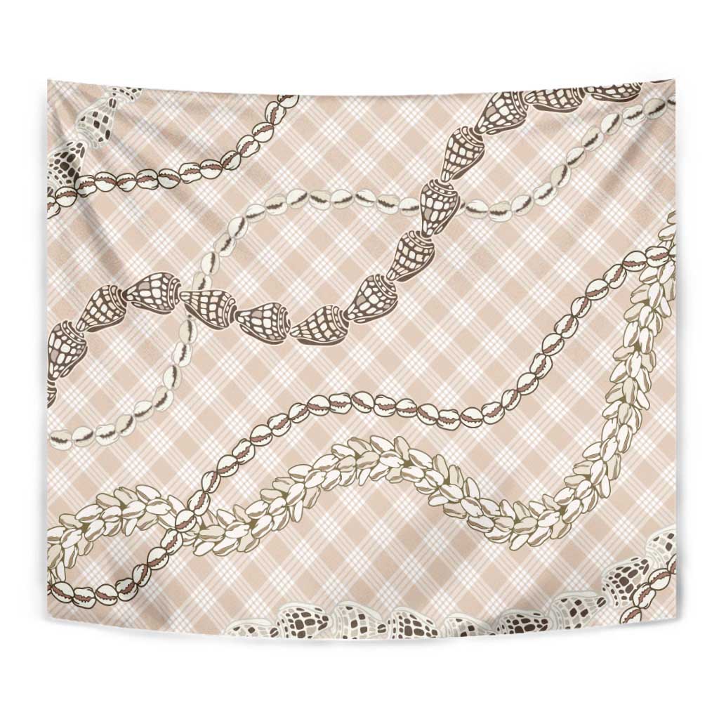 Beige Aloha Hawaii Shell Lei Tapestry Palaka Hebrew Cone Honey Cowrie Elegant Curves LT14 - Polynesian Pride