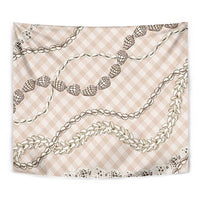 Beige Aloha Hawaii Shell Lei Tapestry Palaka Hebrew Cone Honey Cowrie Elegant Curves LT14 - Polynesian Pride