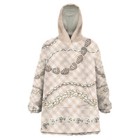 Beige Aloha Hawaii Shell Lei Wearable Blanket Hoodie Palaka Hebrew Cone Honey Cowrie Elegant Curves LT14 One Size Beige - Polynesian Pride