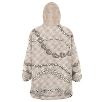 Beige Aloha Hawaii Shell Lei Wearable Blanket Hoodie Palaka Hebrew Cone Honey Cowrie Elegant Curves LT14 - Polynesian Pride