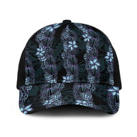 Purple Paradise Hawaii Shell Lei Baseball Net Cap Hawaiian Sunrise Shell Hebrew Cone Plumeria LT14 One Size Black Purple - Polynesian Pride