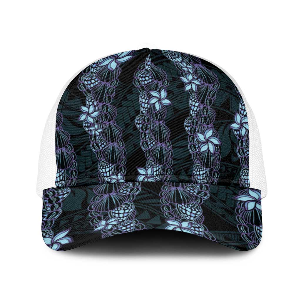 Purple Paradise Hawaii Shell Lei Baseball Net Cap Hawaiian Sunrise Shell Hebrew Cone Plumeria LT14 One Size White Purple - Polynesian Pride