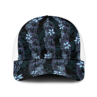 Purple Paradise Hawaii Shell Lei Baseball Net Cap Hawaiian Sunrise Shell Hebrew Cone Plumeria LT14 One Size White Purple - Polynesian Pride