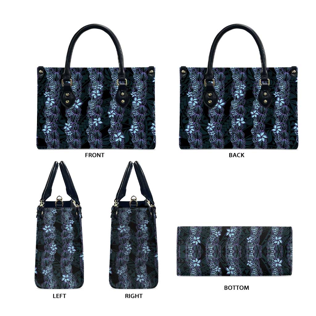 Purple Paradise Hawaii Shell Lei Leather Bag Hawaiian Sunrise Shell Hebrew Cone Plumeria LT14 - Polynesian Pride