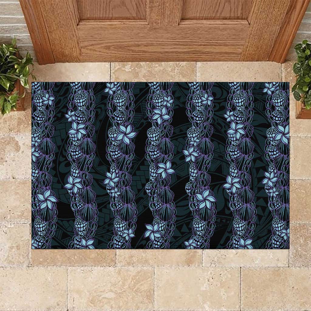 Purple Paradise Hawaii Shell Lei Rubber Doormat Hawaiian Sunrise Shell Hebrew Cone Plumeria LT14 Purple - Polynesian Pride