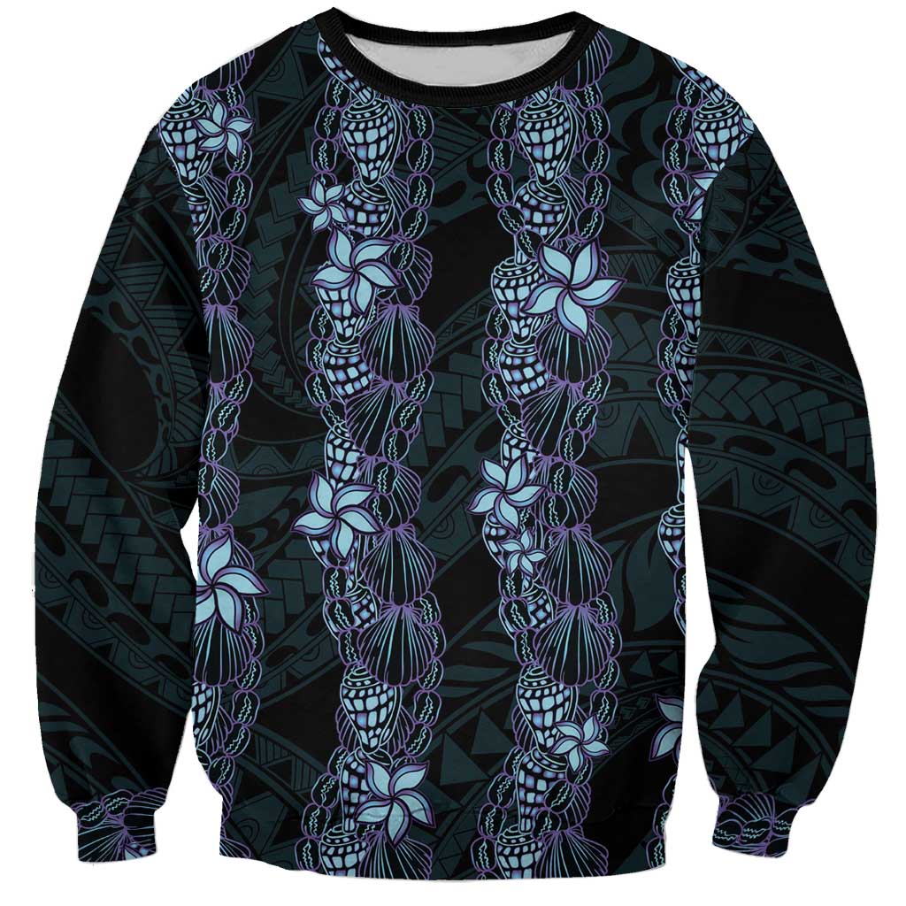 Purple Paradise Hawaii Shell Lei Sweatshirt Hawaiian Sunrise Shell Hebrew Cone Plumeria LT14 Unisex Purple - Polynesian Pride