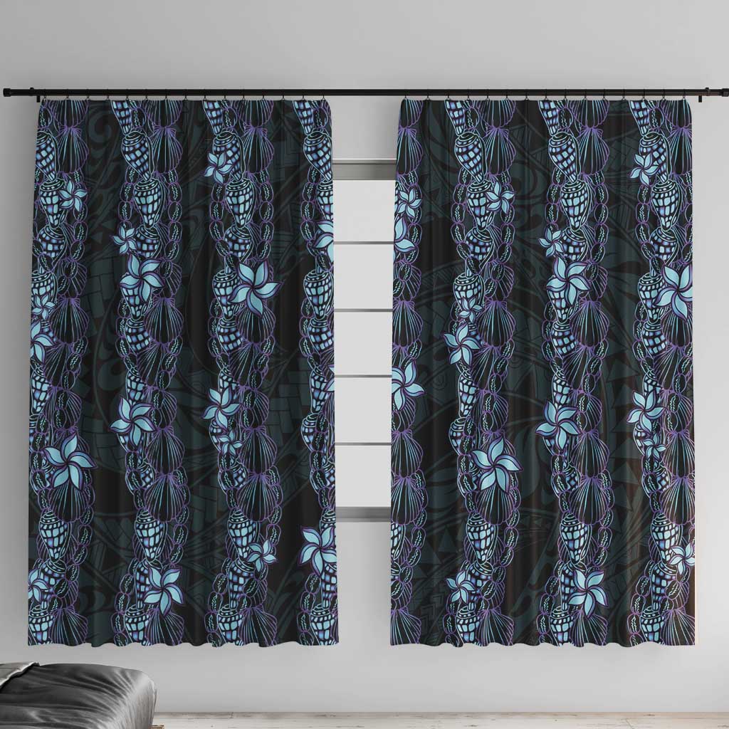Purple Paradise Hawaii Shell Lei Window Curtain Hawaiian Sunrise Shell Hebrew Cone Plumeria LT14 With Hooks Purple - Polynesian Pride