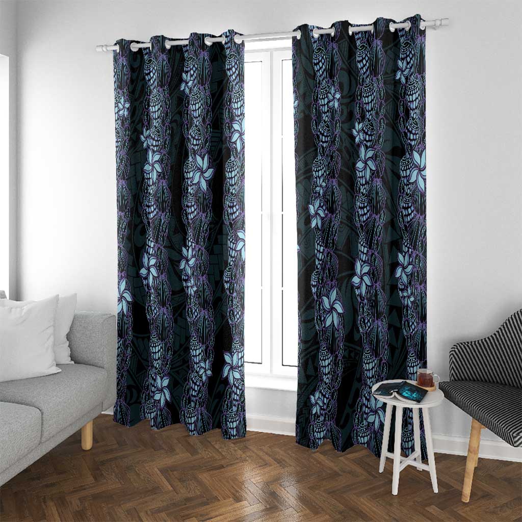 Purple Paradise Hawaii Shell Lei Window Curtain Hawaiian Sunrise Shell Hebrew Cone Plumeria LT14 With Grommets Purple - Polynesian Pride