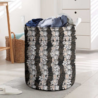 Black and Beige Hawaii Shell Lei Laundry Basket Hawaiian Sunrise Shell Hebrew Cone Plumeria LT14 Black - Polynesian Pride