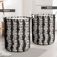 Black and Beige Hawaii Shell Lei Laundry Basket Hawaiian Sunrise Shell Hebrew Cone Plumeria LT14 - Polynesian Pride