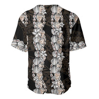 Black and Beige Hawaii Shell Lei Baseball Jersey Hawaiian Sunrise Shell Hebrew Cone Plumeria LT14 - Polynesian Pride
