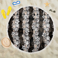 Black and Beige Hawaii Shell Lei Beach Blanket Hawaiian Sunrise Shell Hebrew Cone Plumeria LT14 One Size 150cm Black - Polynesian Pride