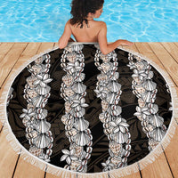 Black and Beige Hawaii Shell Lei Beach Blanket Hawaiian Sunrise Shell Hebrew Cone Plumeria LT14 - Polynesian Pride