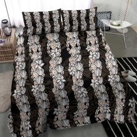 Black and Beige Hawaii Shell Lei Bedding Set Hawaiian Sunrise Shell Hebrew Cone Plumeria LT14 - Polynesian Pride