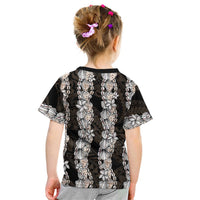 Black and Beige Hawaii Shell Lei Kid T Shirt Hawaiian Sunrise Shell Hebrew Cone Plumeria LT14 - Polynesian Pride