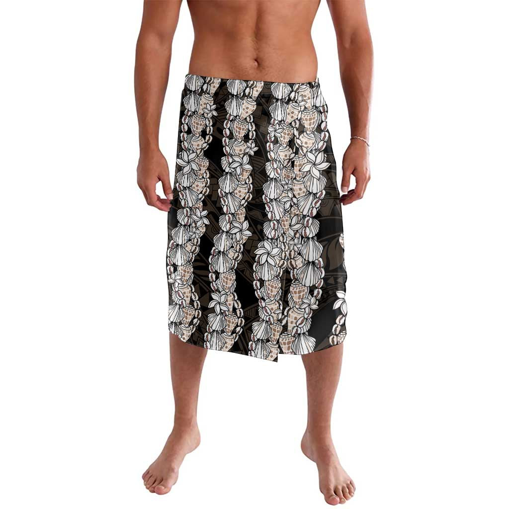 Black and Beige Hawaii Shell Lei Lavalava Hawaiian Sunrise Shell Hebrew Cone Plumeria LT14 Black - Polynesian Pride