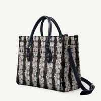 Black and Beige Hawaii Shell Lei Leather Bag Hawaiian Sunrise Shell Hebrew Cone Plumeria LT14 Black - Polynesian Pride