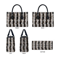Black and Beige Hawaii Shell Lei Leather Bag Hawaiian Sunrise Shell Hebrew Cone Plumeria LT14 - Polynesian Pride