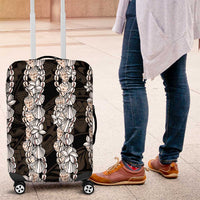 Black and Beige Hawaii Shell Lei Luggage Cover Hawaiian Sunrise Shell Hebrew Cone Plumeria LT14 Black - Polynesian Pride