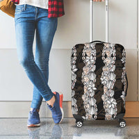 Black and Beige Hawaii Shell Lei Luggage Cover Hawaiian Sunrise Shell Hebrew Cone Plumeria LT14 - Polynesian Pride