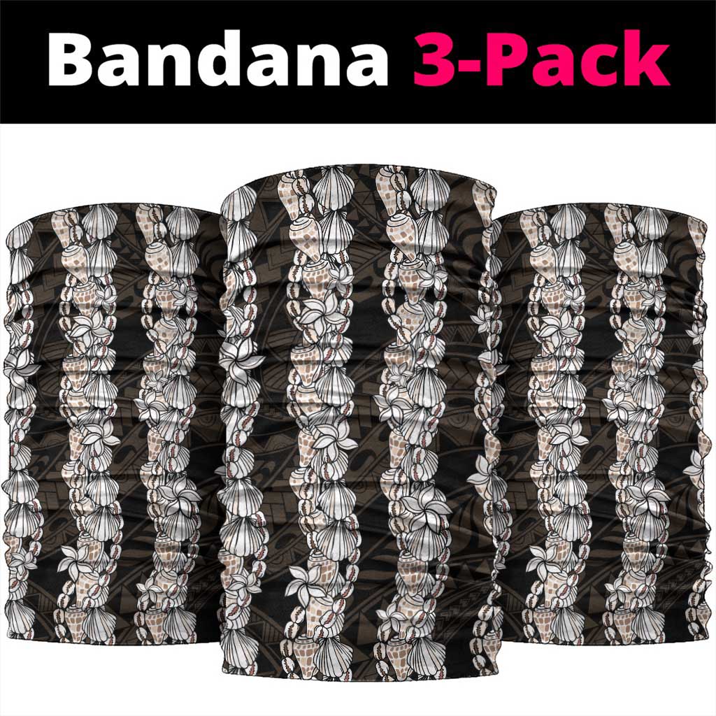 Black and Beige Hawaii Shell Lei Neck Gaiter Hawaiian Sunrise Shell Hebrew Cone Plumeria LT14 package One Size: 25*50cm Black - Polynesian Pride