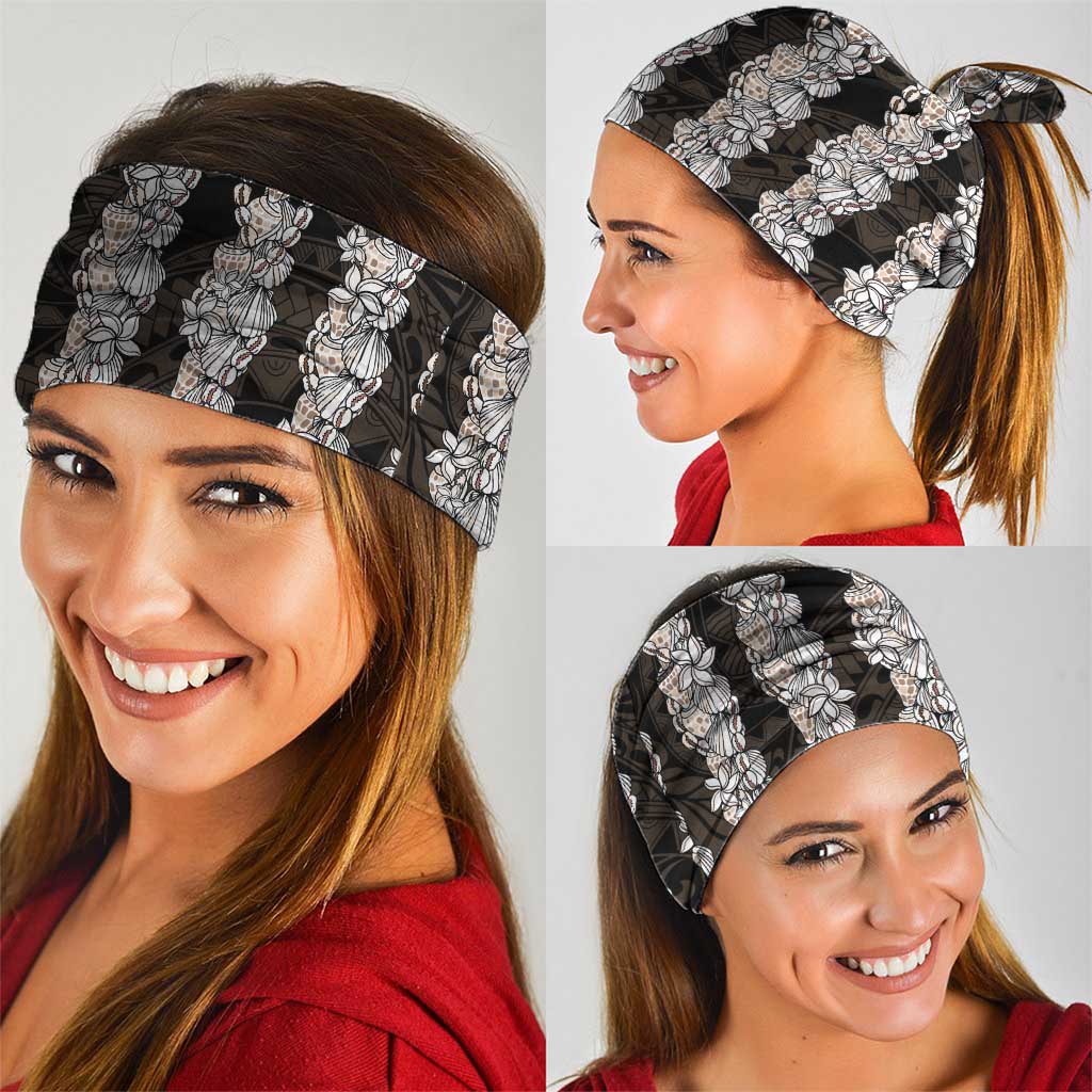 Black and Beige Hawaii Shell Lei Neck Gaiter Hawaiian Sunrise Shell Hebrew Cone Plumeria LT14 - Polynesian Pride