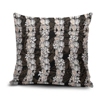 Black and Beige Hawaii Shell Lei Pillow Cover Hawaiian Sunrise Shell Hebrew Cone Plumeria LT14 Black - Polynesian Pride
