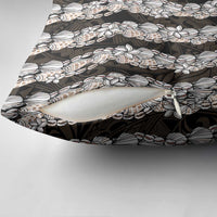 Black and Beige Hawaii Shell Lei Pillow Cover Hawaiian Sunrise Shell Hebrew Cone Plumeria LT14 - Polynesian Pride