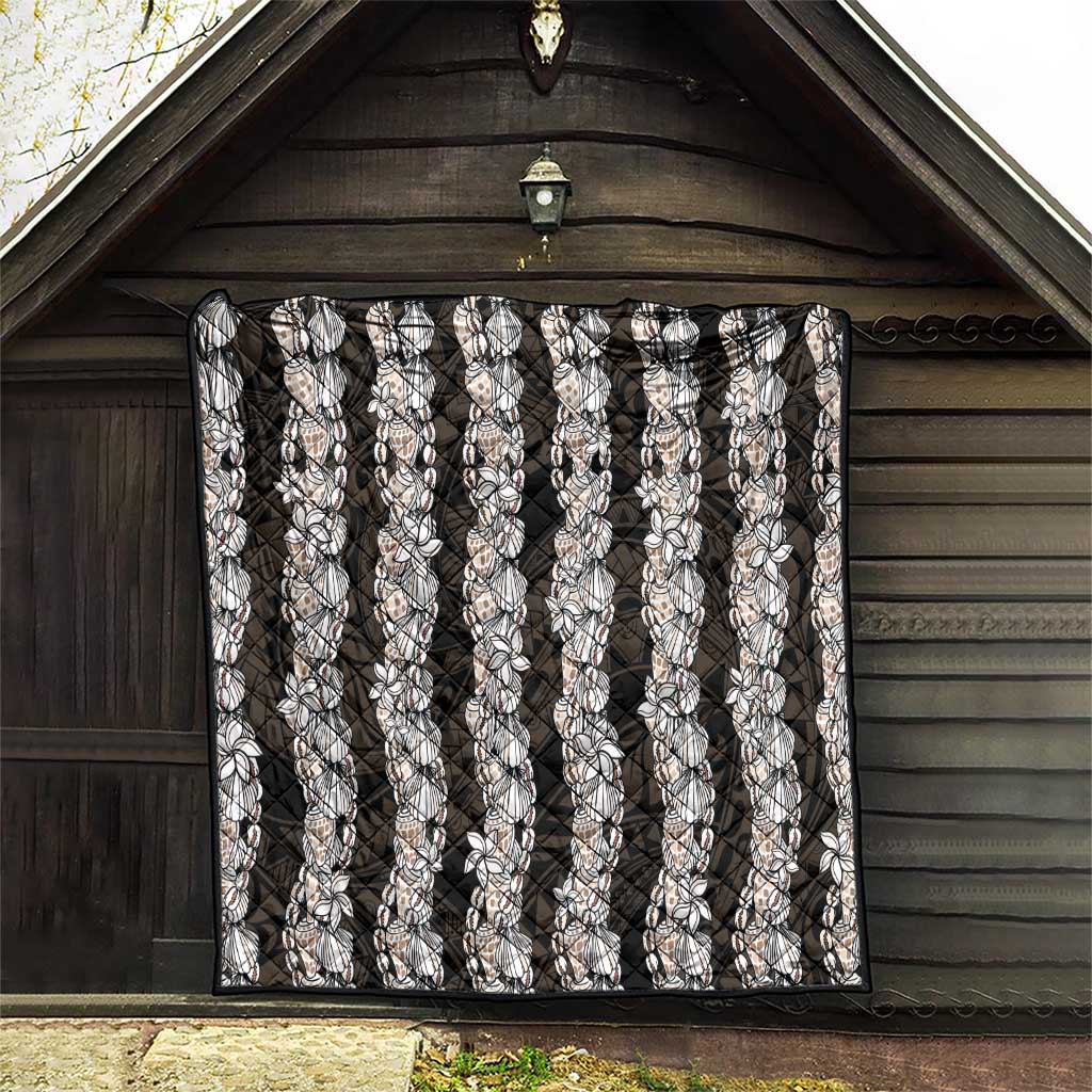 Black and Beige Hawaii Shell Lei Quilt Hawaiian Sunrise Shell Hebrew Cone Plumeria LT14 - Polynesian Pride