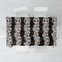 Black and Beige Hawaii Shell Lei Tablecloth Hawaiian Sunrise Shell Hebrew Cone Plumeria LT14 Black - Polynesian Pride