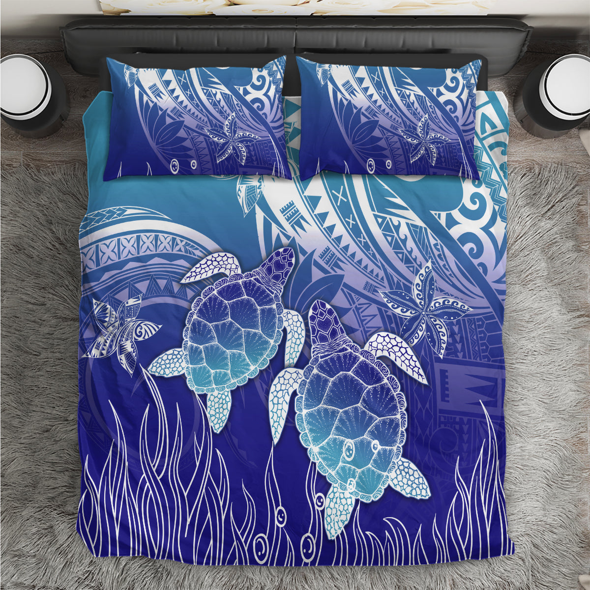 Polynesia Sea Turtle Bedding Set Happy Valentine Day Polynesian - Dark Cyan LT14 Dark Cyan - Polynesian Pride