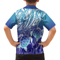 Polynesia Sea Turtle Kid Hawaiian Shirt Happy Valentine Day Polynesian - Dark Cyan LT14 - Polynesian Pride
