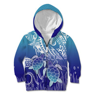 Polynesia Sea Turtle Kid Hoodie Happy Valentine Day Polynesian - Dark Cyan LT14 Zip Hoodie Dark Cyan - Polynesian Pride