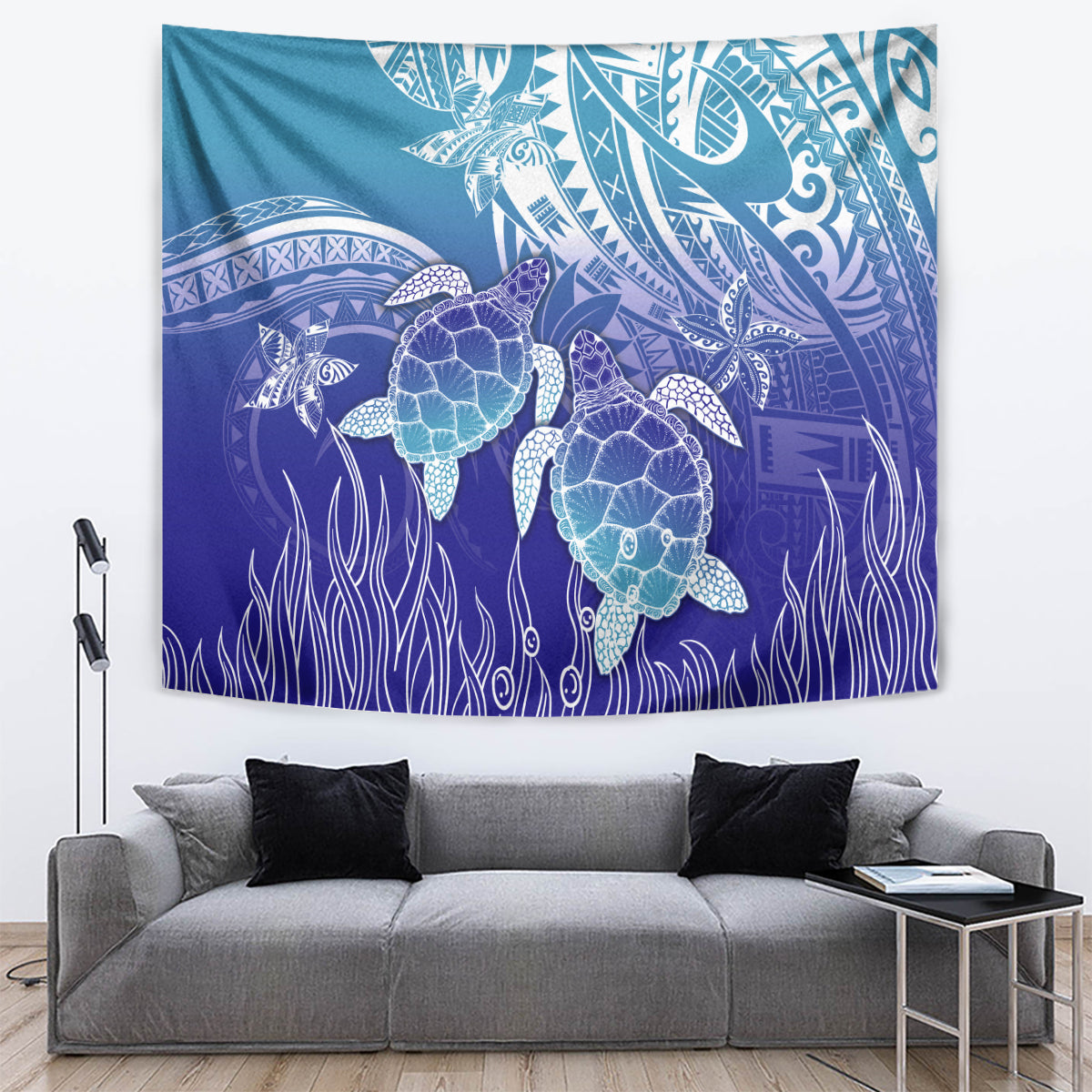 Polynesia Sea Turtle Tapestry Happy Valentine Day Polynesian - Dark Cyan LT14 - Polynesian Pride