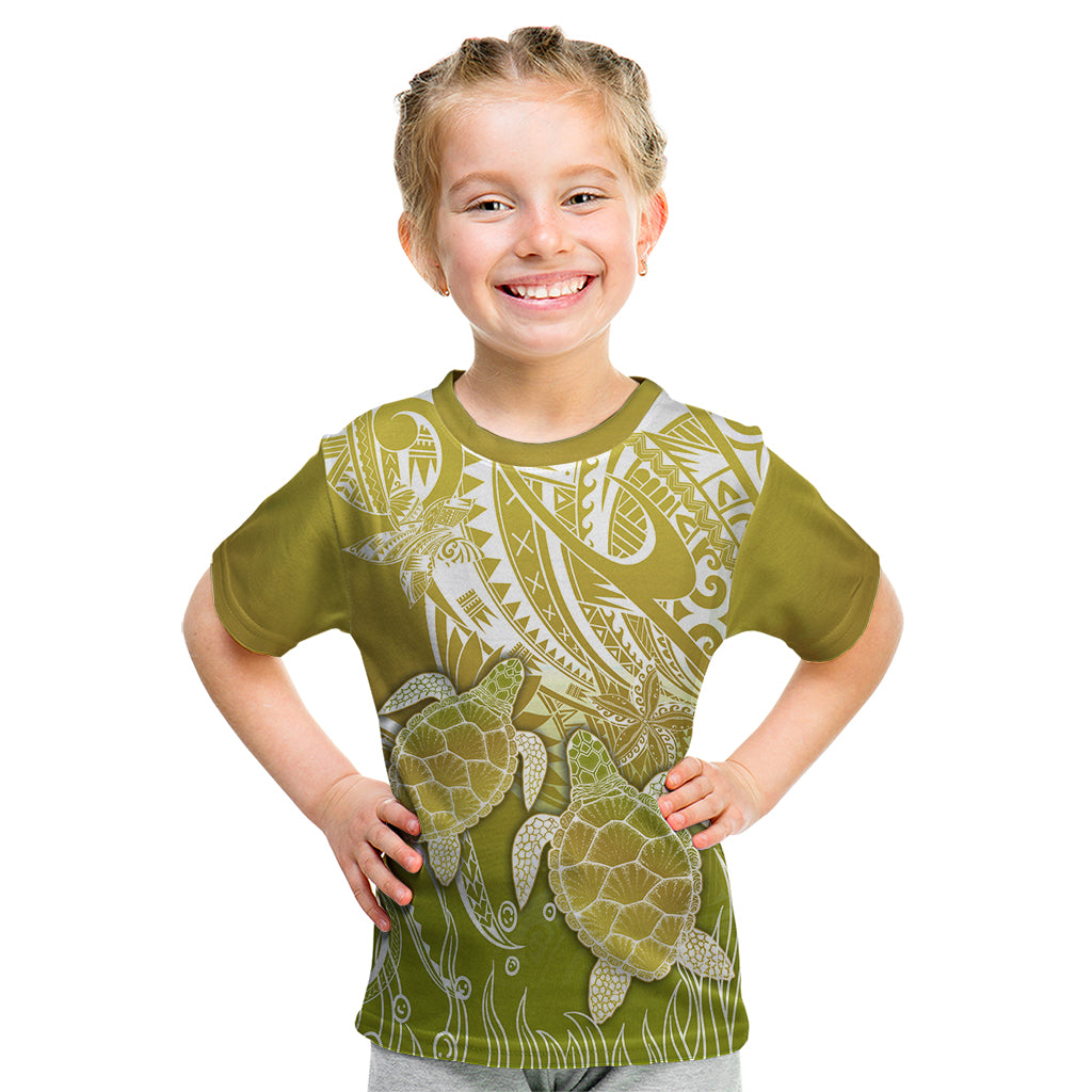 Polynesia Sea Turtle Kid T Shirt Happy Valentine Day Polynesian - Gold LT14 Gold - Polynesian Pride