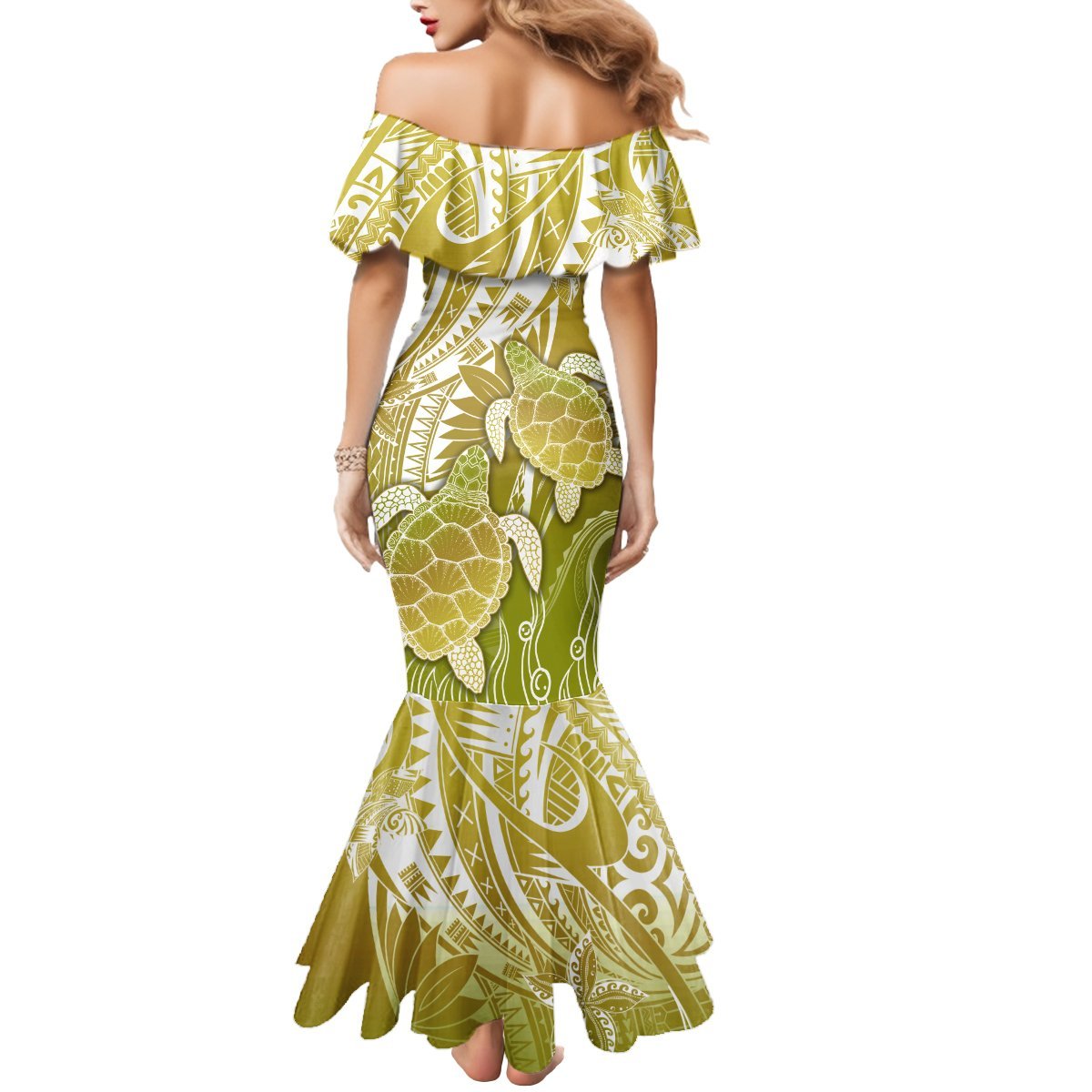 Polynesia Sea Turtle Mermaid Dress Happy Valentine Day Polynesian - Gold LT14 - Polynesian Pride