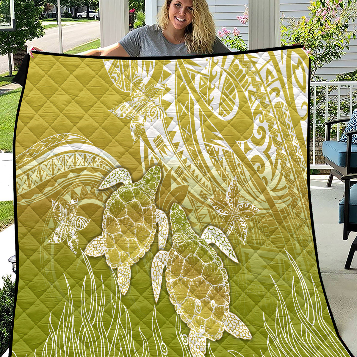 Polynesia Sea Turtle Quilt Happy Valentine Day Polynesian - Gold LT14 Gold - Polynesian Pride