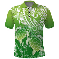 Polynesia Sea Turtle Polo Shirt - Happy Valentine Day Polynesian Green LT14 Green - Polynesian Pride