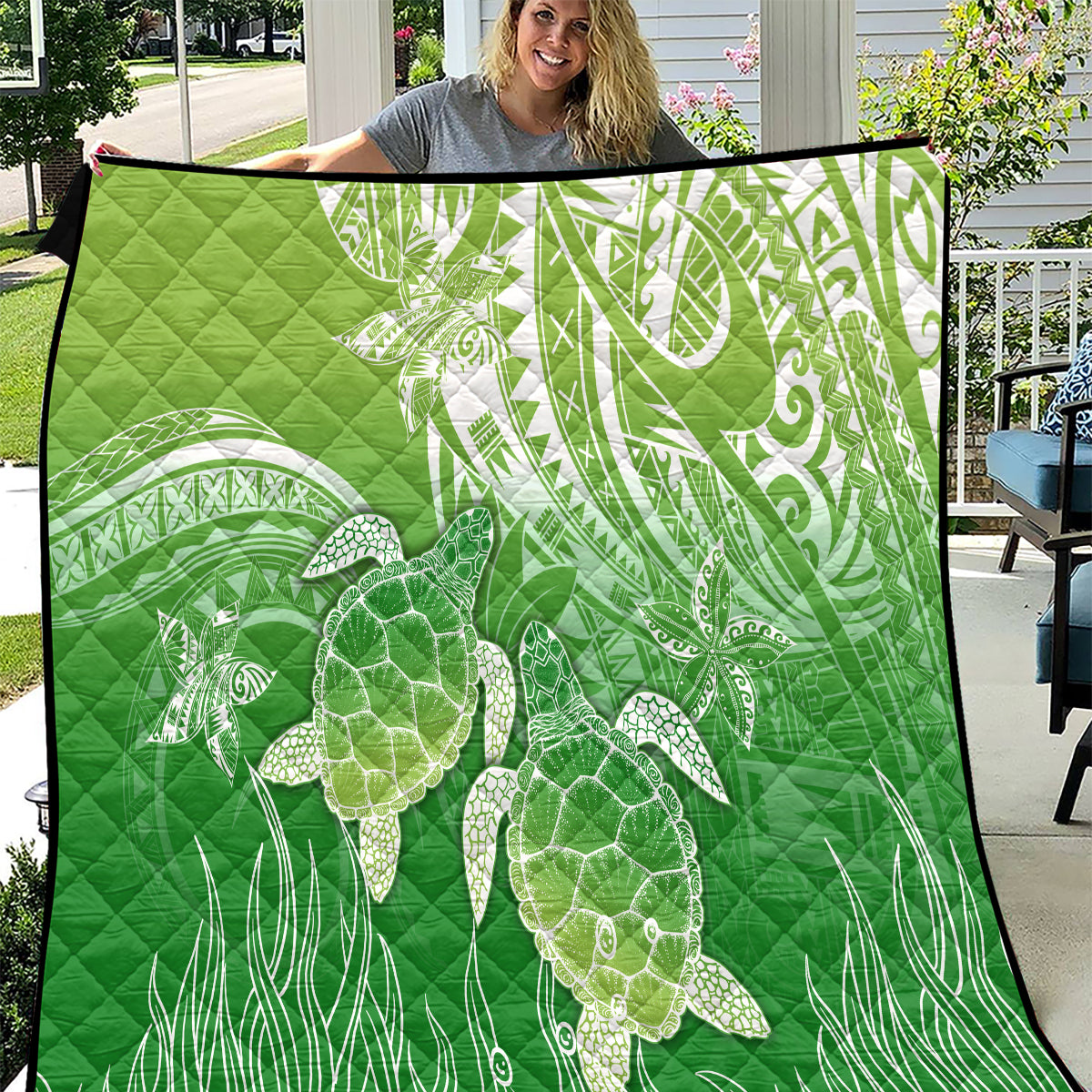 Polynesia Sea Turtle Quilt Happy Valentine Day Polynesian - Green LT14 Green - Polynesian Pride