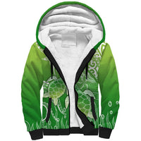 Polynesia Sea Turtle Sherpa Hoodie Happy Valentine Day Polynesian - Green LT14 Unisex Green - Polynesian Pride