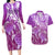 Polynesia Valentine Day Couples Matching Long Sleeve Bodycon Dress and Hawaiian Shirt Polynesian Sea Turtle Purple Version LT14 Purple - Polynesian Pride