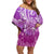 Polynesia Valentine Day Family Matching Off Shoulder Short Dress and Hawaiian Shirt Polynesian Sea Turtle Purple Version LT14 Mom's Dress Purple - Polynesian Pride