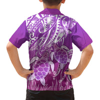 Polynesia Valentine Day Kid Hawaiian Shirt Polynesian Sea Turtle Purple Version LT14 - Polynesian Pride