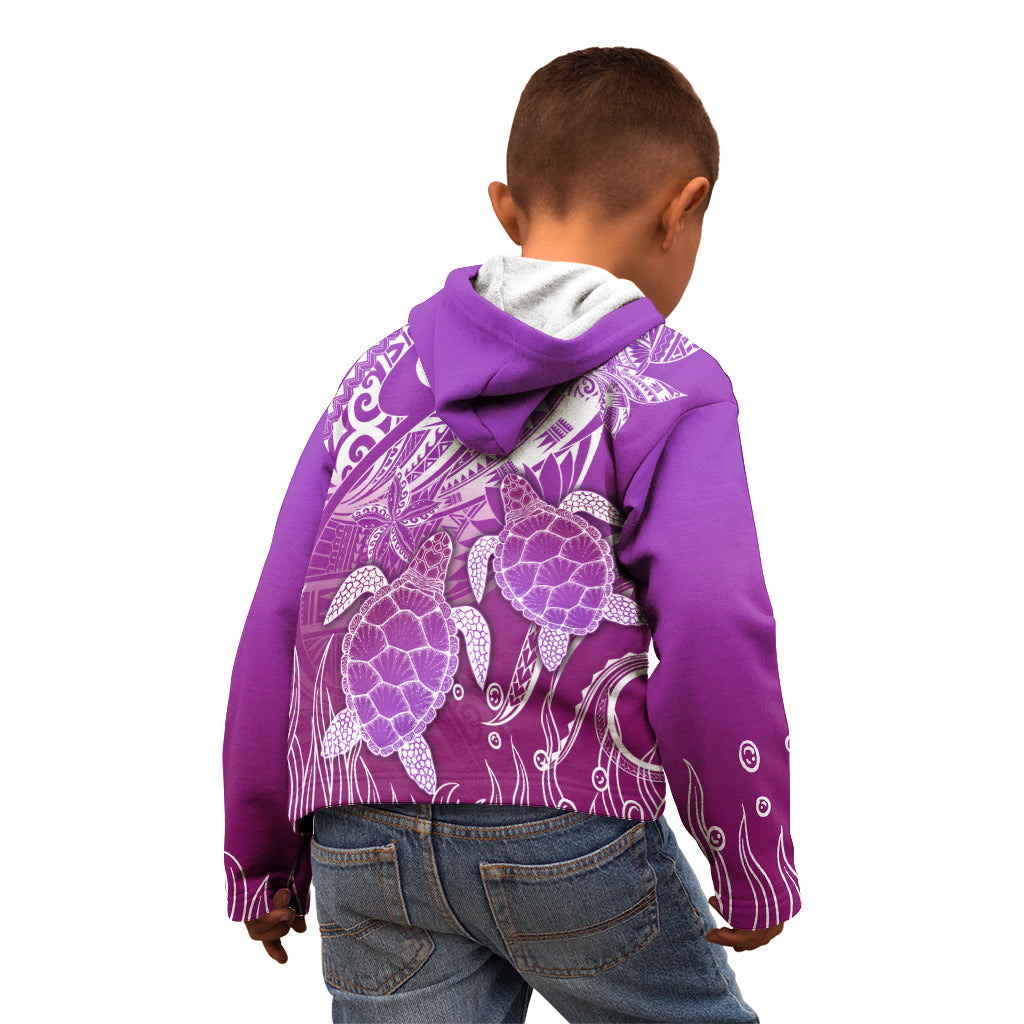 Polynesia Valentine Day Kid Hoodie Polynesian Sea Turtle Purple Version LT14 - Polynesian Pride