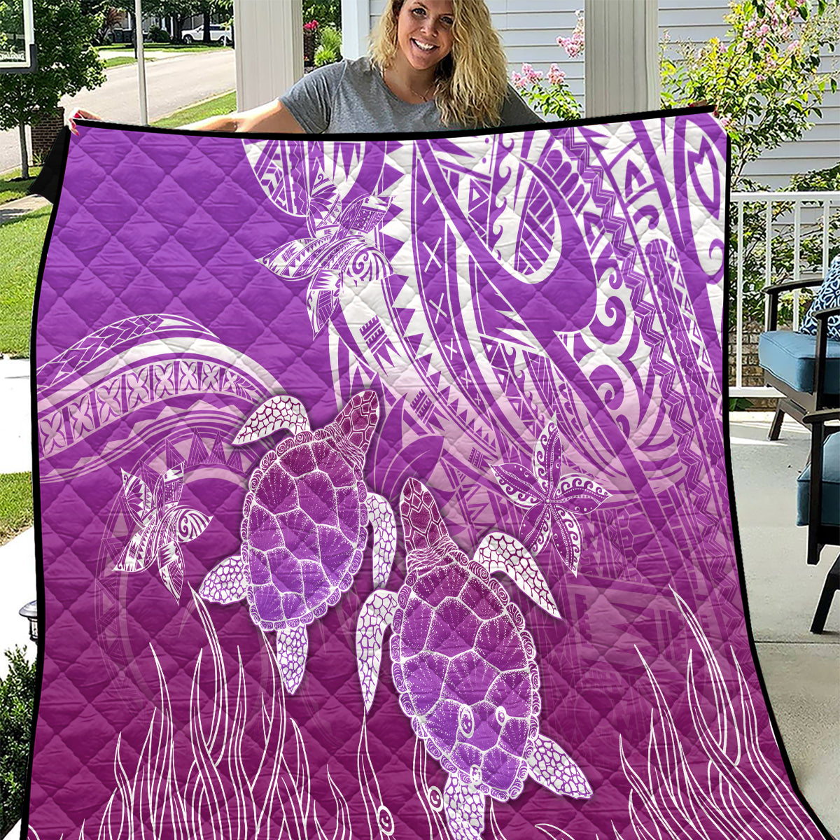 Polynesia Valentine Day Quilt Polynesian Sea Turtle Purple Version LT14 Purple - Polynesian Pride