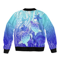 Polynesia Valentine Day Bomber Jacket Polynesian Sea Turtle Turquoise Version LT14 - Polynesian Pride