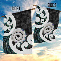 Aotearoa Koru Garden Flag Cyan Maori Paua Shell Mix Silver Fern LT14 - Polynesian Pride