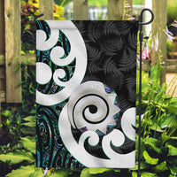 Aotearoa Koru Garden Flag Cyan Maori Paua Shell Mix Silver Fern LT14 Garden Flag Black - Polynesian Pride
