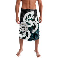 Aotearoa Koru Lavalava Cyan Maori Paua Shell Mix Silver Fern LT14 Black - Polynesian Pride